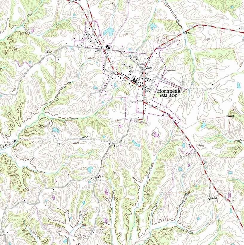 1964 Topo Map of Hornbeak Tennessee Elbridge