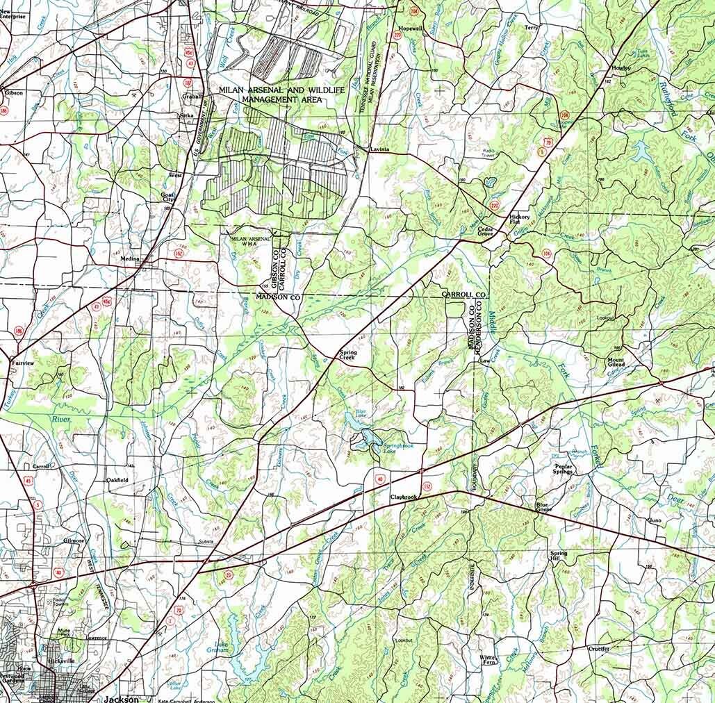 1986 Topo Map of Milan Tennessee Humboldt Jackson