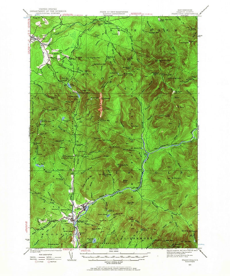 1929 Topo Map of Franconia New Hampshire White Mountains