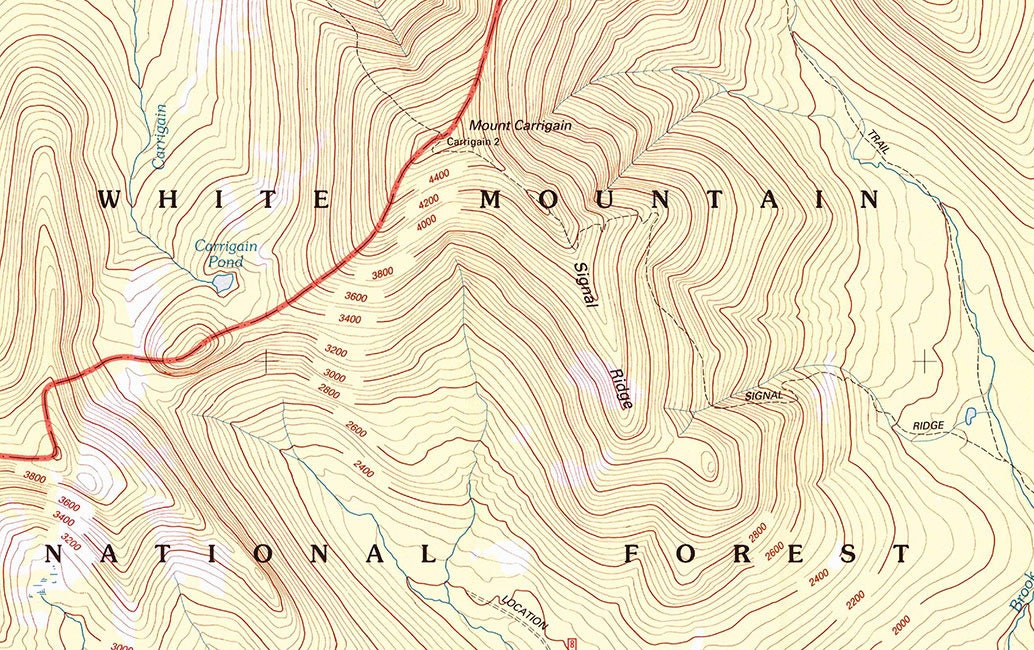 1995 Topo Map of Mount Carrigain New Hampshire White Mountains