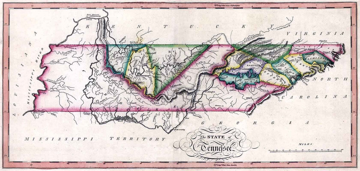 1817 Map of the State of Tennessee