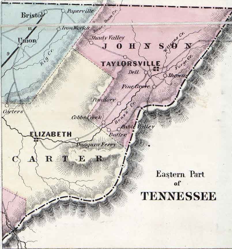 1862 Map of the State of Tennessee