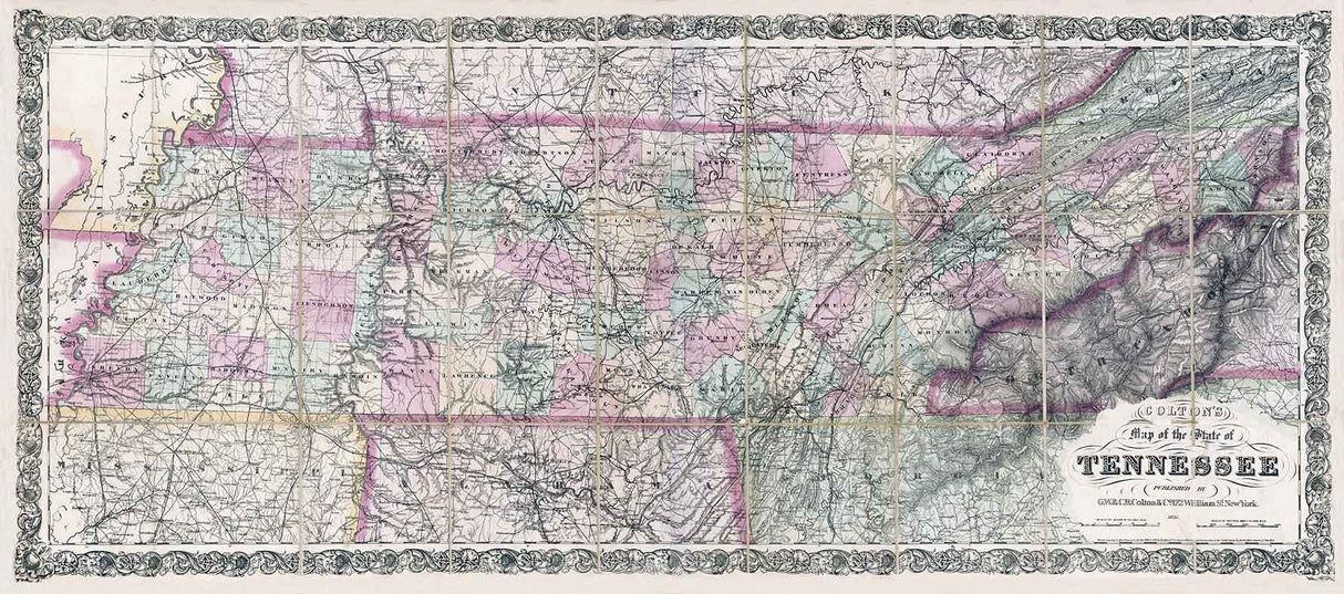 1876 Map of the State of Tennessee