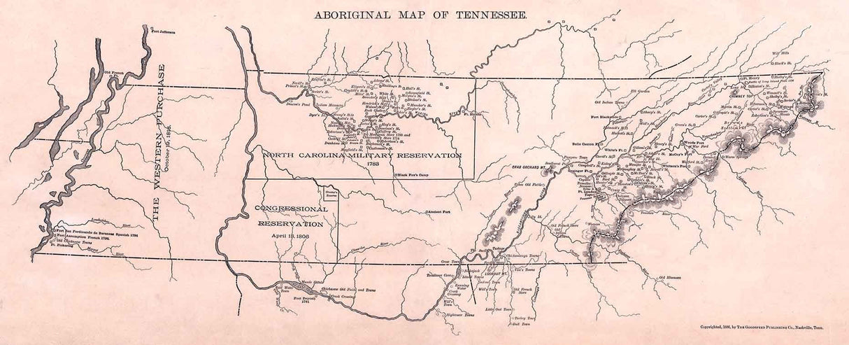 1886 Map of the State of Tennessee