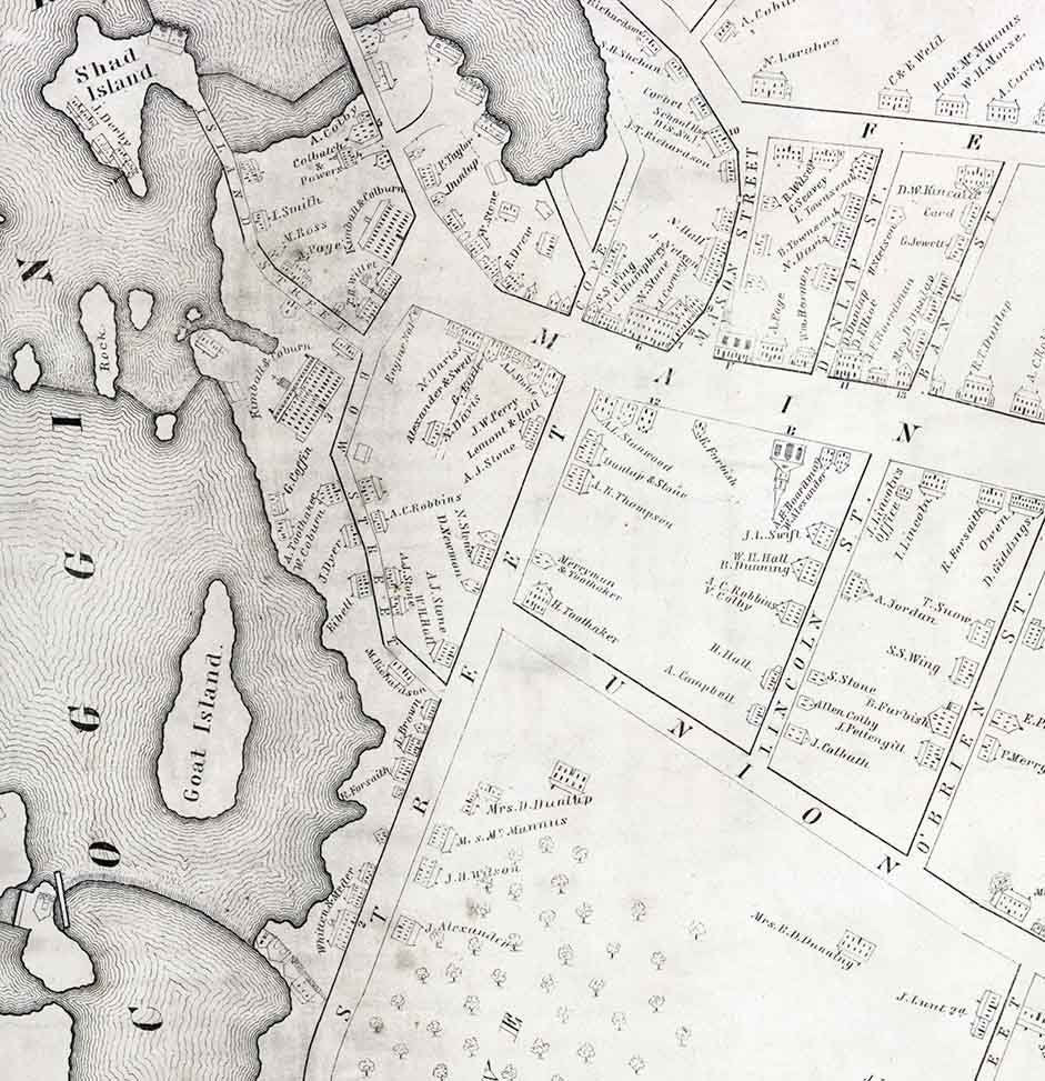 1846 Map of Brunswick Village Maine