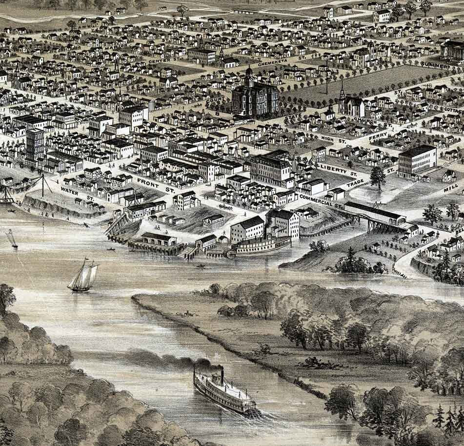 1876 Panoramic Map of Salem Oregon