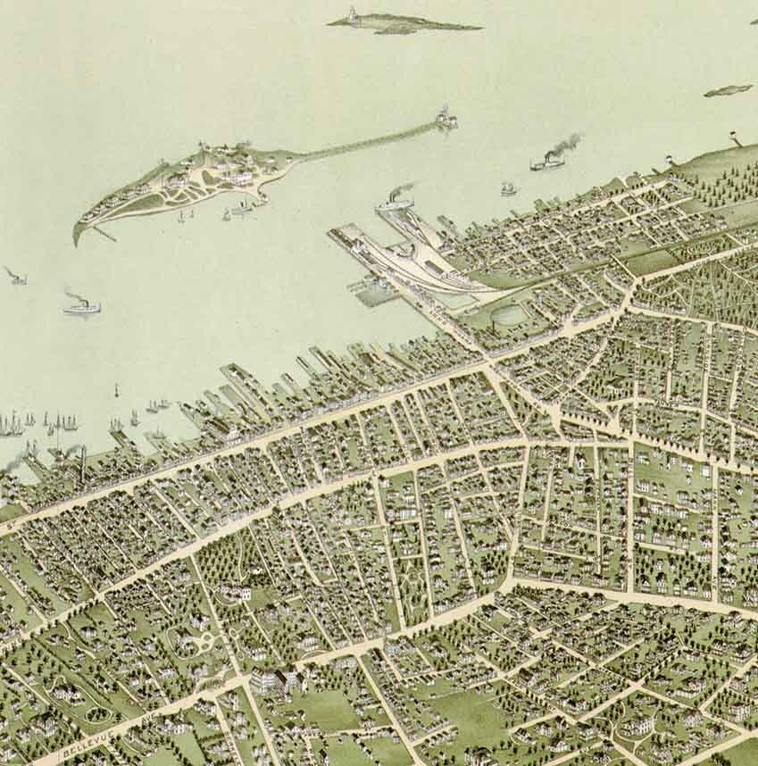 1878 Panoramic Map of Newport Rhode Island