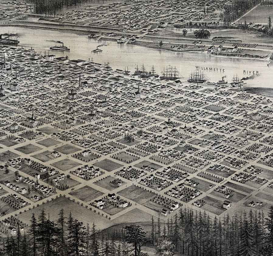 1879 Panoramic Map of Portland Oregon