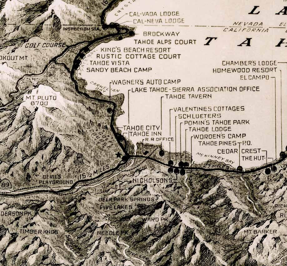 Map of Lake Tahoe California Nevada