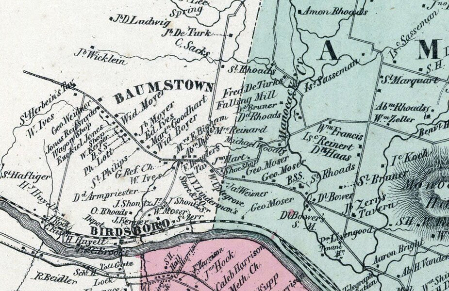 1862 Map of Amity Douglass & Union Township Berks County Pennsylvania