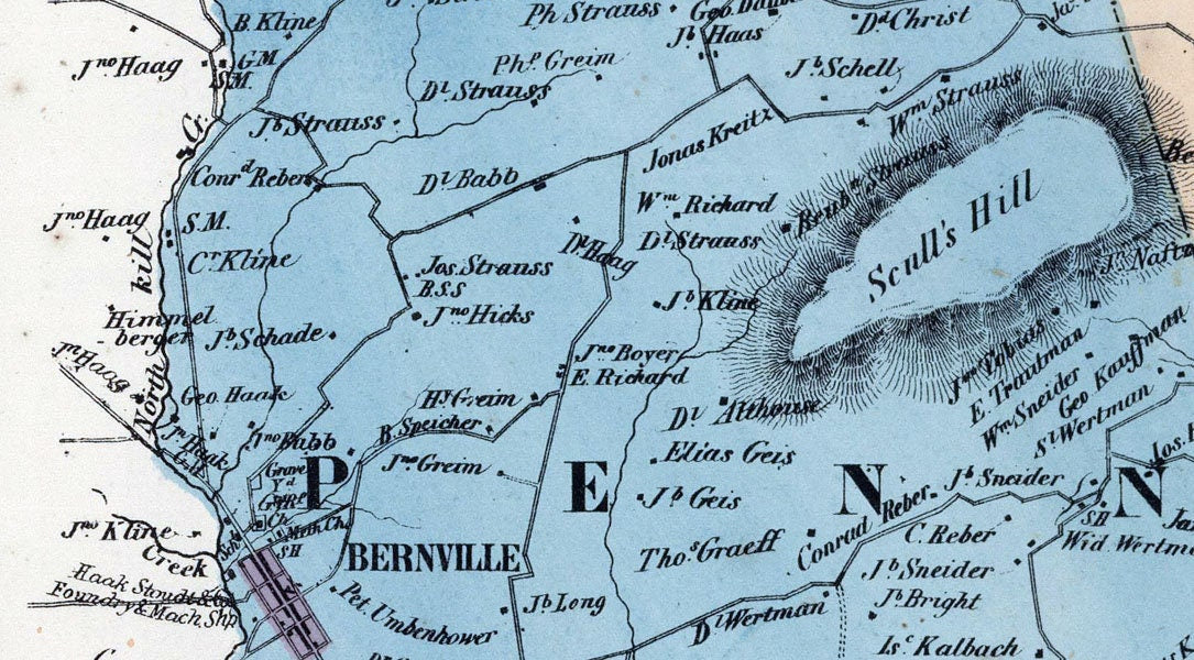 1862 Map of Penn Centre & Bern Township Berks County Pennsylvania