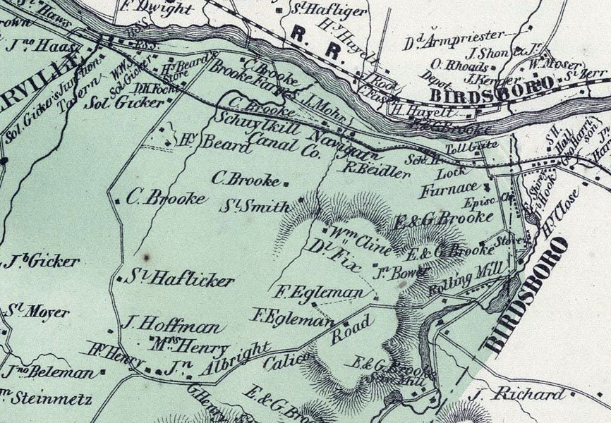 1862 Map of Robeson & Caernarvon Township Berks County Pennsylvania