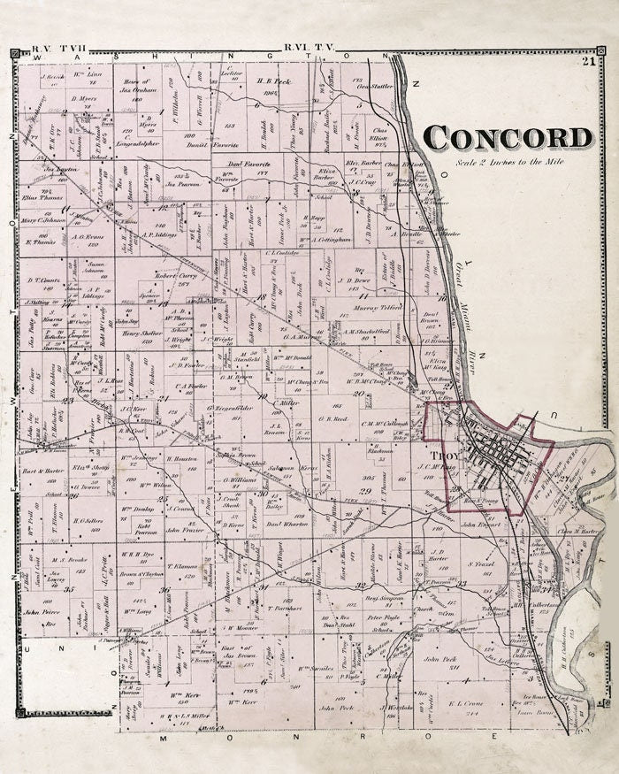 1871 Map of Concord Township Miami County Ohio
