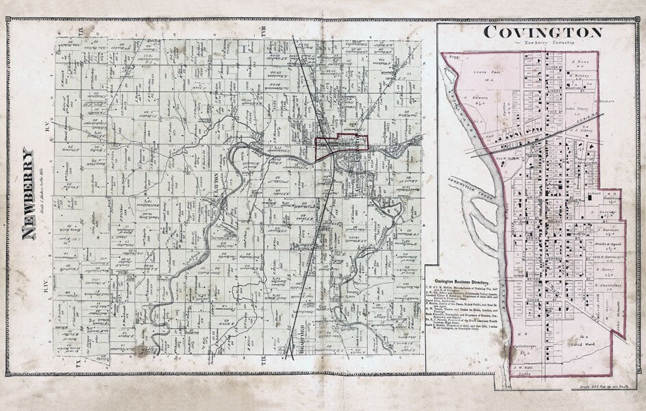 1871 Map of Newberry Township Miami County Ohio