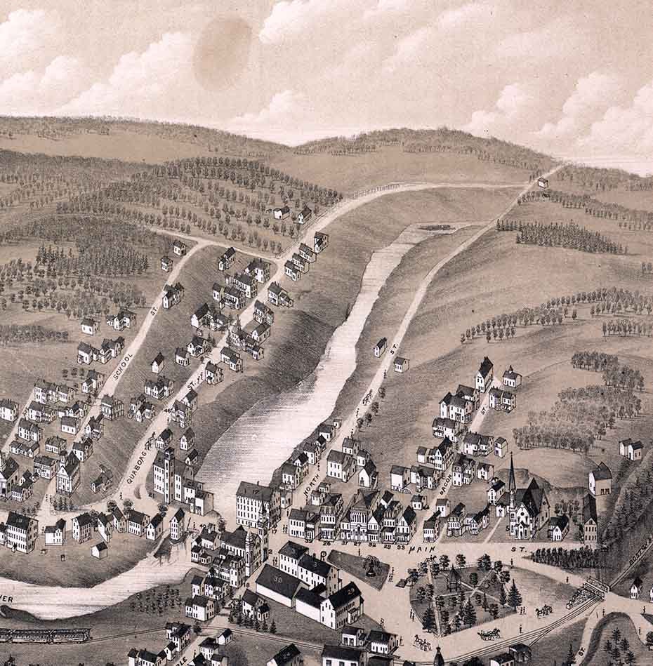 1879 Panoramic Map of Warren Massachusetts