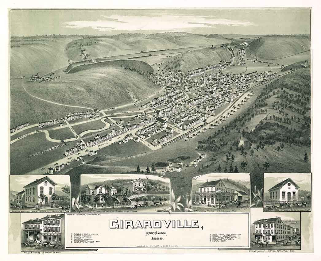 1889 Panoramic Map of Girardville Pennsylvania