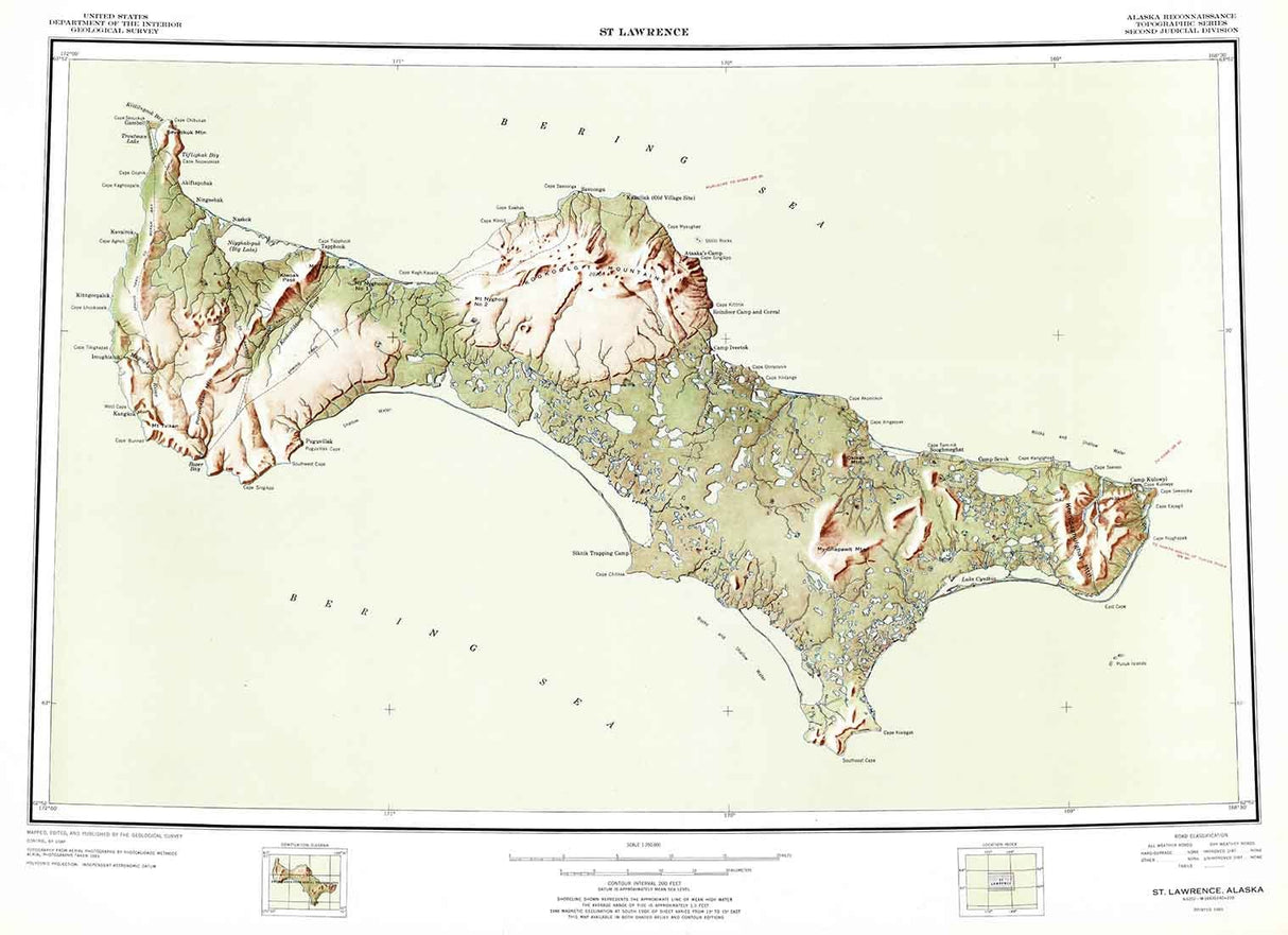 1949 Topo Map of St Lawrence Alaska AK