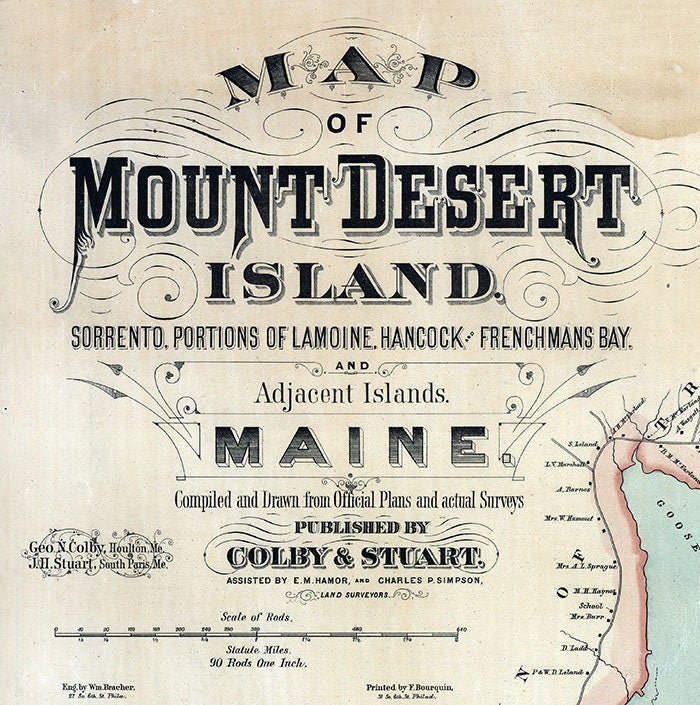 1887 Map of Mount Desert Island Maine