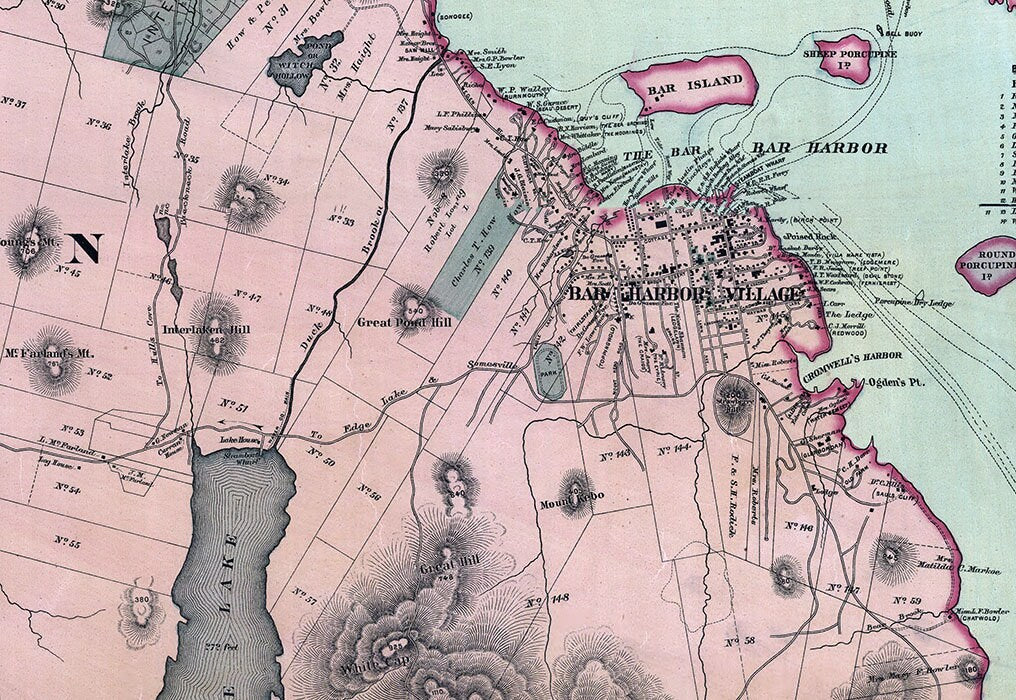 1887 Map of Mount Desert Island Maine