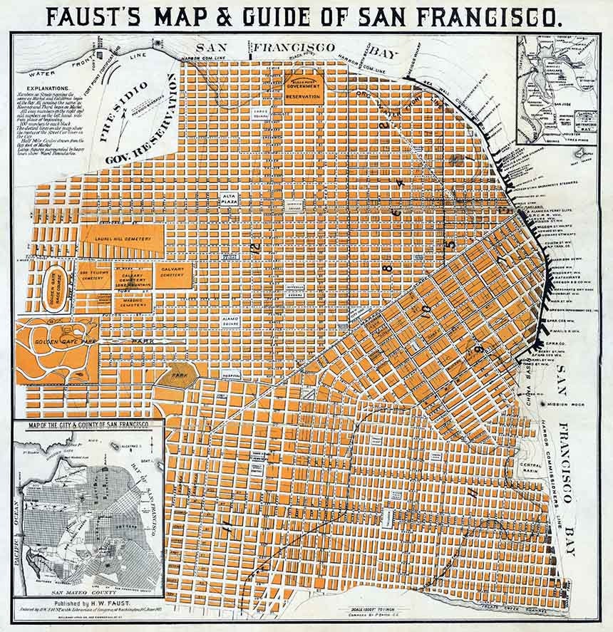 1882 Map of San Francisco Alcatraz San Mateo County