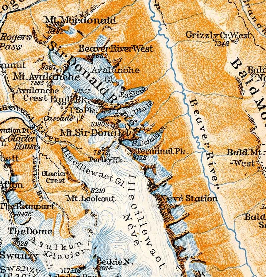 1907 Map of Selkirk Range Canada