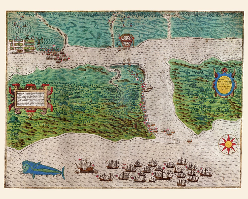 1586 Map of Drakes Invasion of Saint Augustine