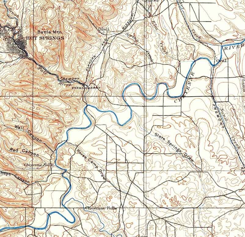 1900 Topo Map of Oelrichs South Dakota