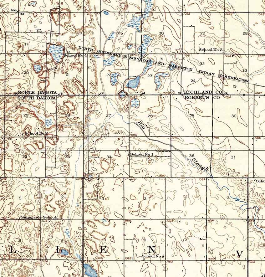 1917 Topo Map of New Effington South Dakota