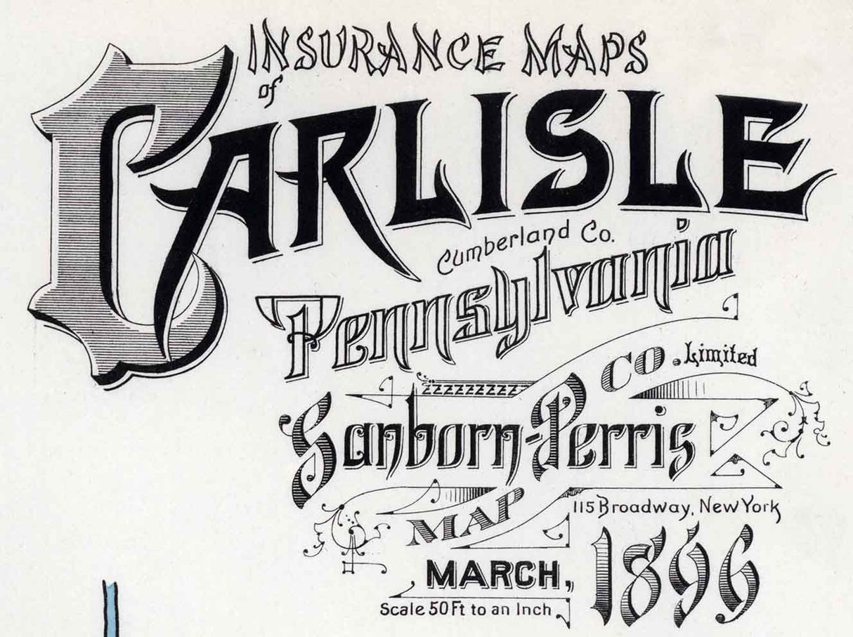 1896 Sanborn Map of Carlisle Cumberland County Pennsylvania