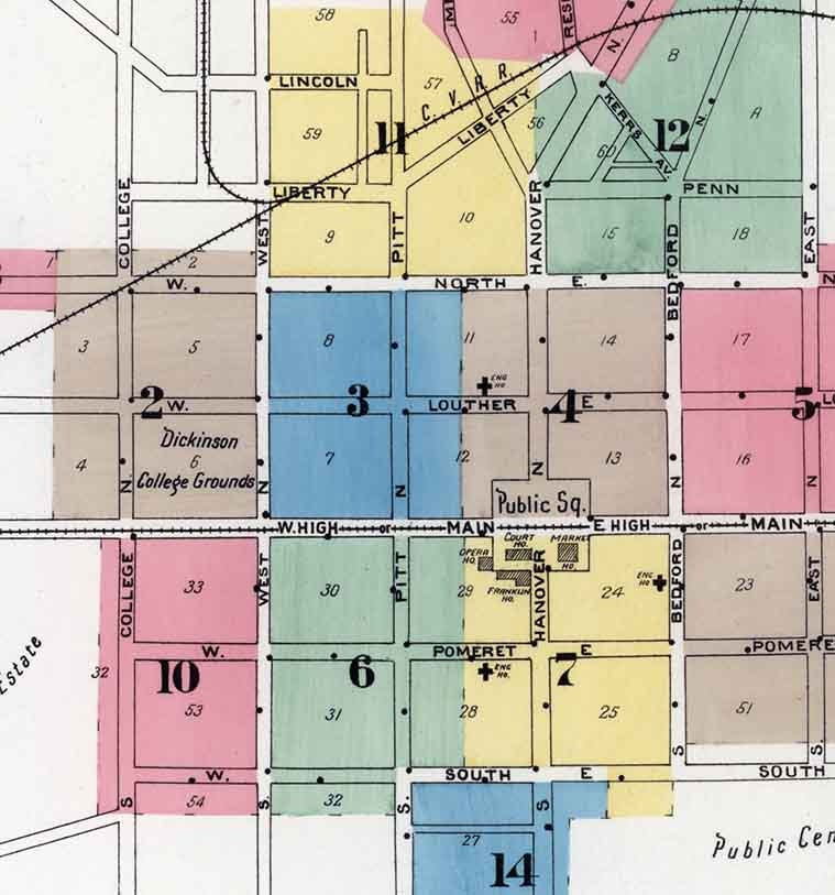1896 Sanborn Map of Carlisle Cumberland County Pennsylvania