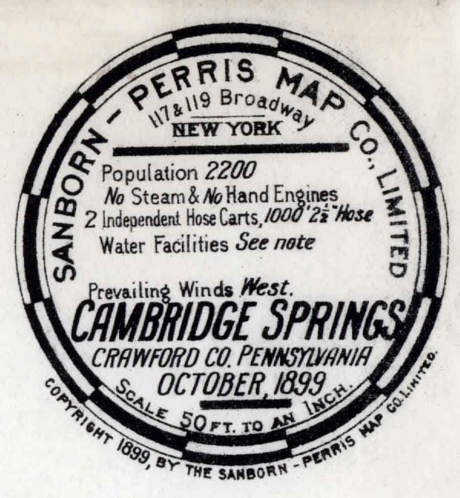 1899 Sanborn Map of Cambridge Springs Crawford County Pennsylvania