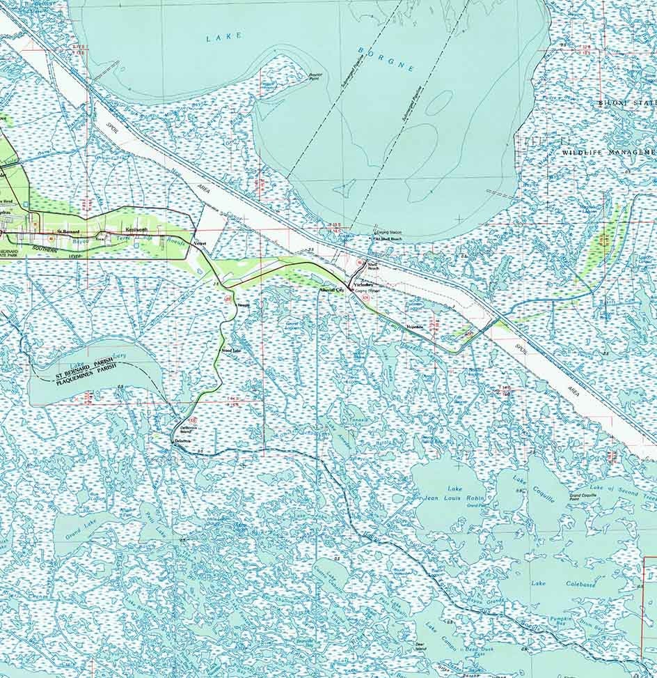 1983 Topo Map of Black Bay Louisiana LA