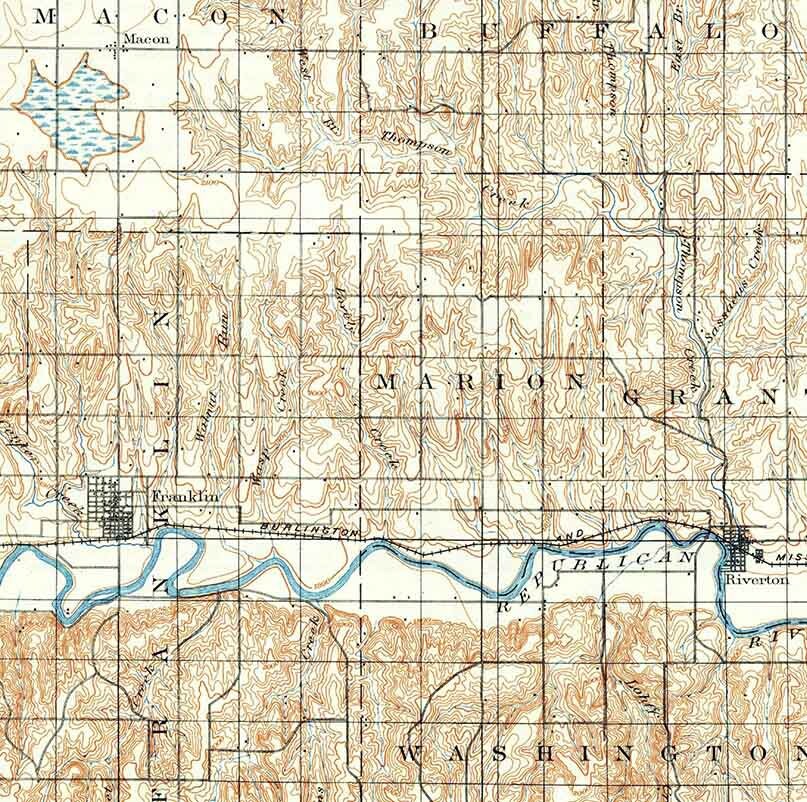1897 Topo Map of Red Cloud Nebraska
