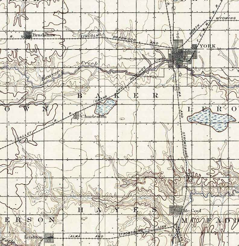 1898 Topo Map Of York Nebraska Sutton