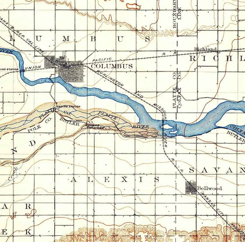 1899 Topo Map of David City Nebraska Columbus Schuyler