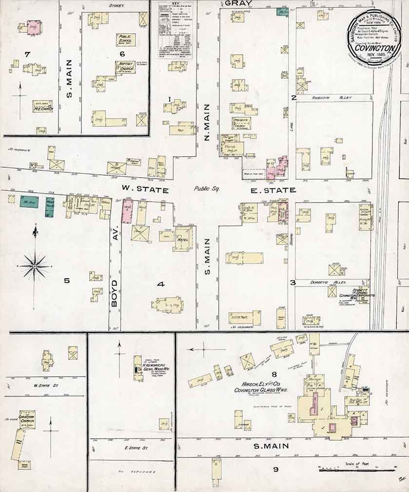 1885 Town Map of Covington Tioga County Pennsylvania