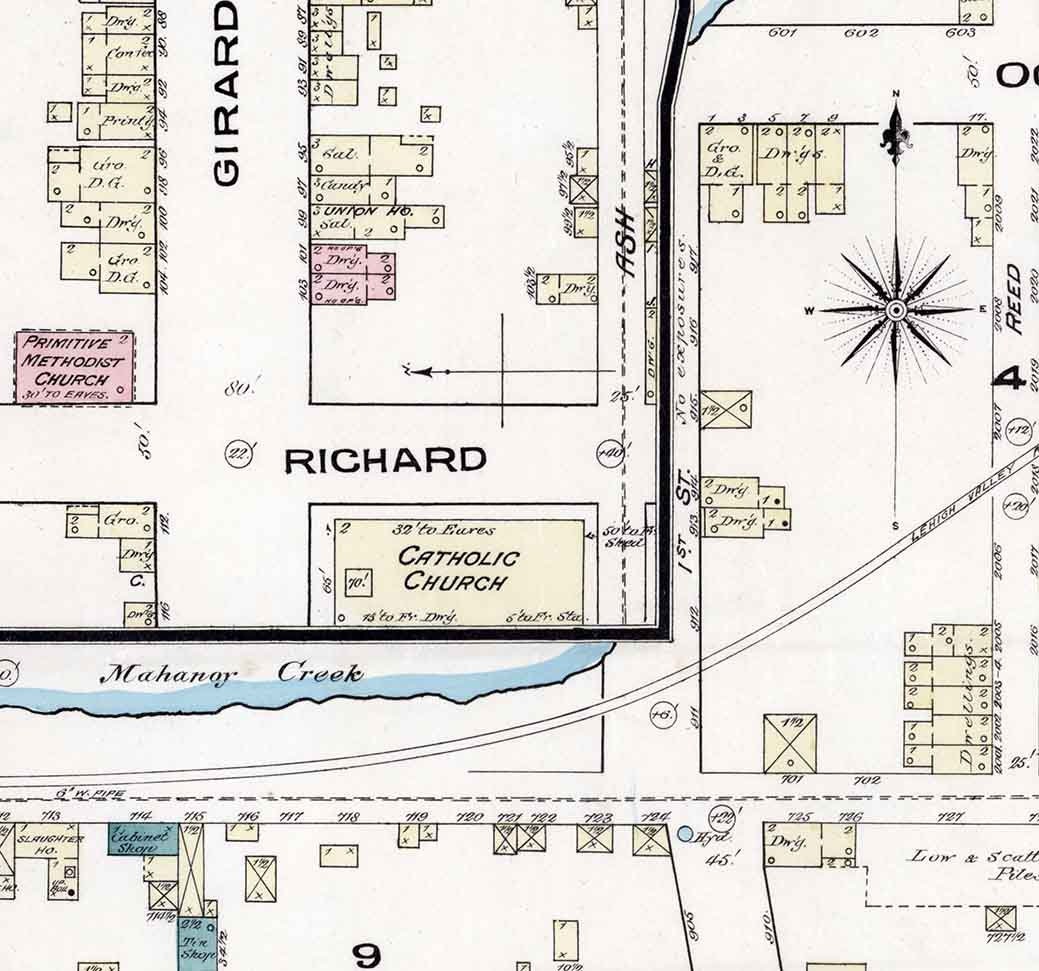 1885 Town Map of Girardsville Schuylkill County Pennsylvania