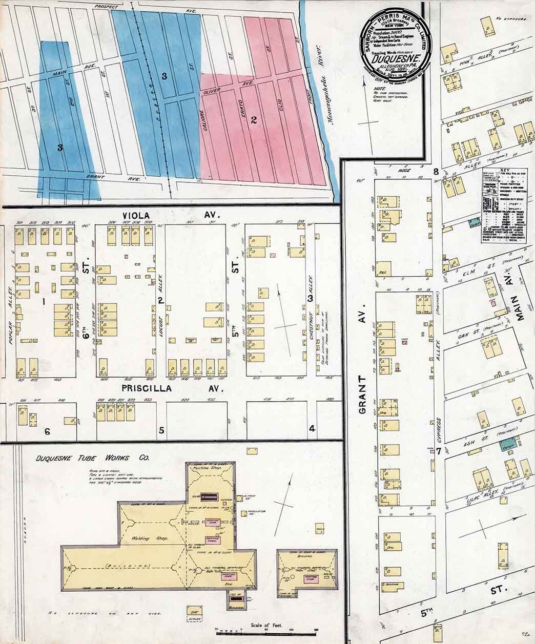 1891 Town Map of Duquesne Allegheny County Pennsylvania