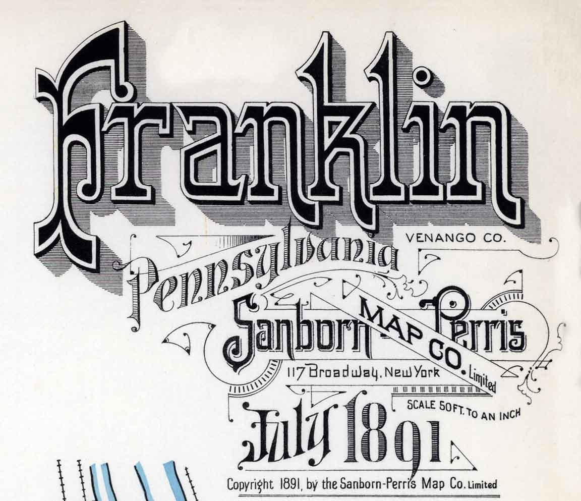 1891 Town Map of Franklin Venango County Pennsylvania
