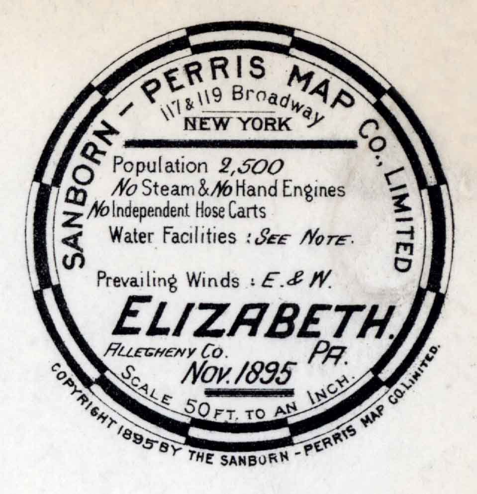 1895 Town Map of Elizabeth Allegheny County Pennsylvania
