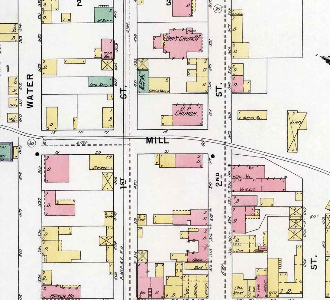 1895 Town Map of Elizabeth Allegheny County Pennsylvania