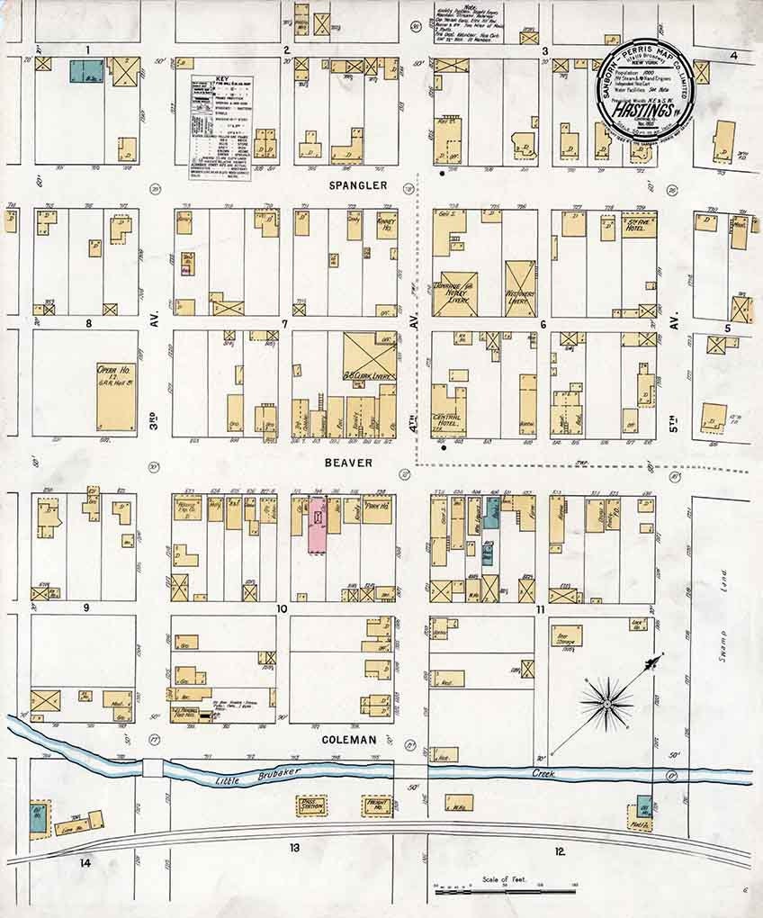1895 Town Map of Hastings Cambria County Pennsylvania