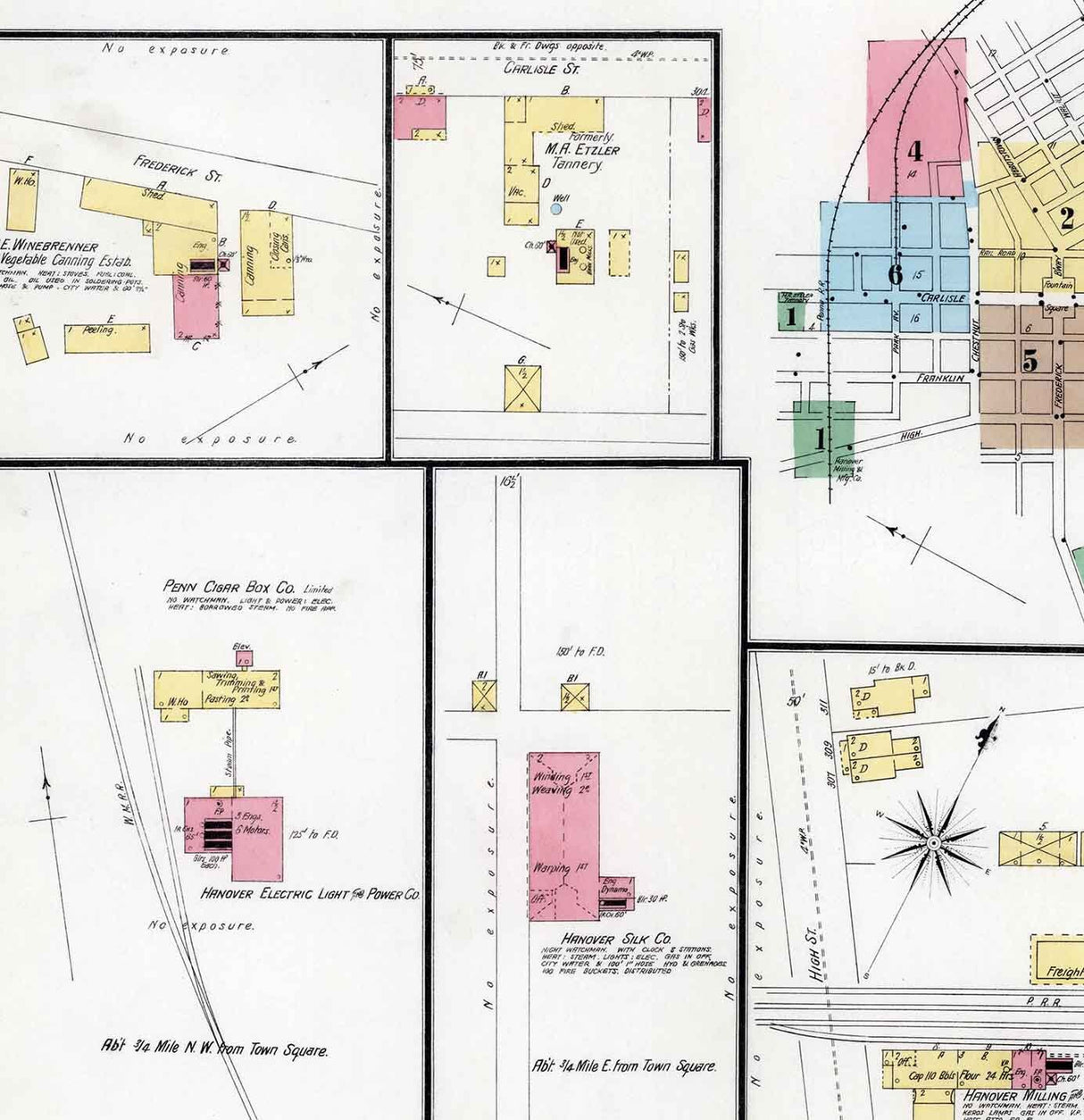 1896 Town Map of Hanover York County Pennsylvania