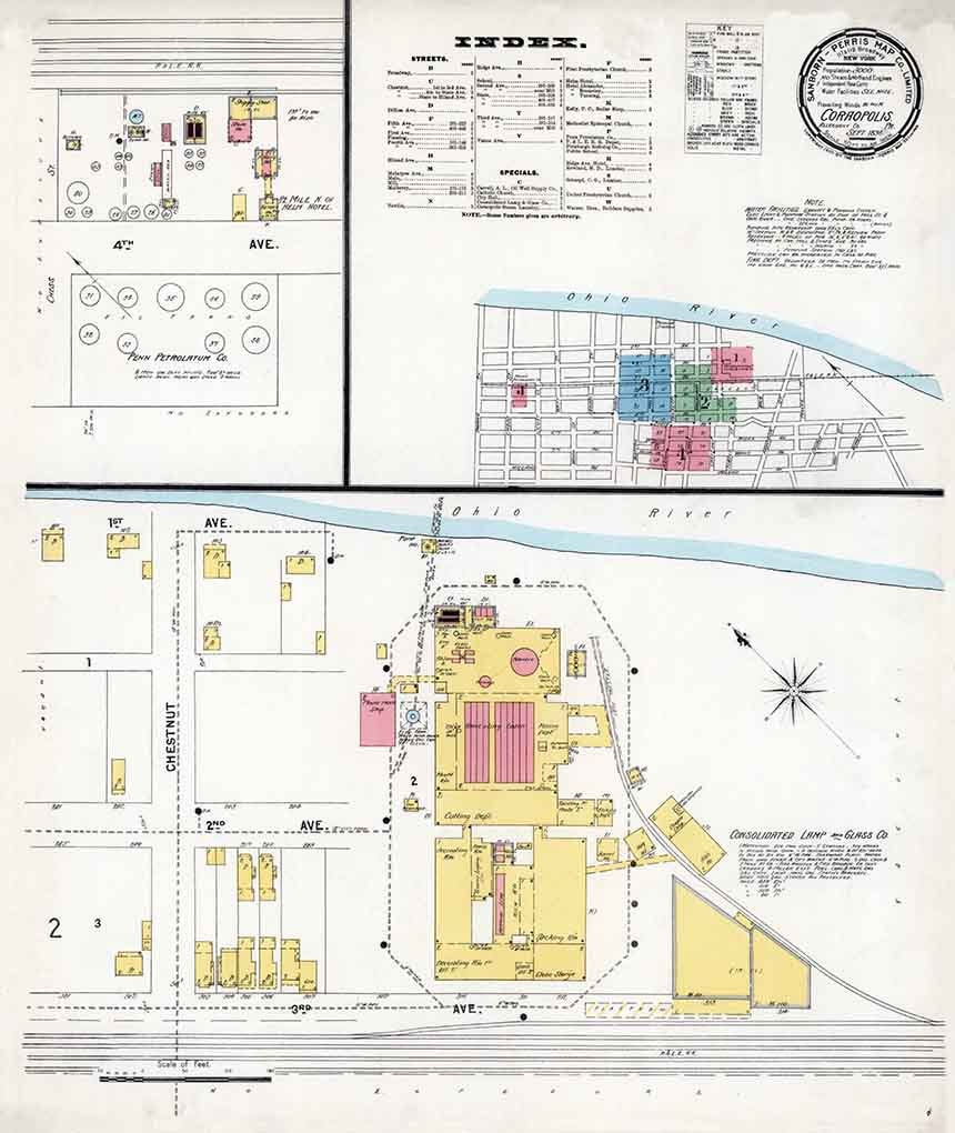 1898 Town Map of Coraopolis Allegheny County Pennsylvania