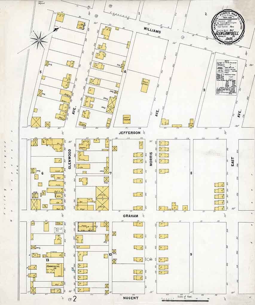 1898 Town Map of Glen Campbell Indiana County Pennsylvania