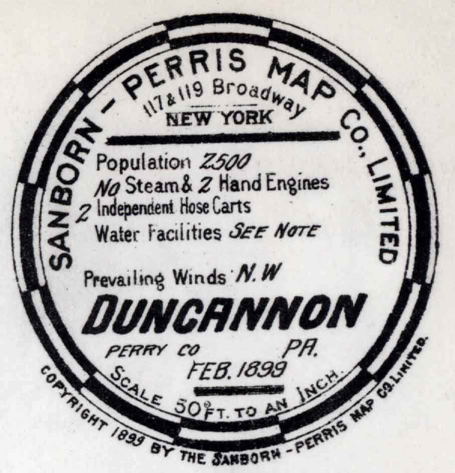 1899 Town Map of Duncannon Perry County Pennsylvania