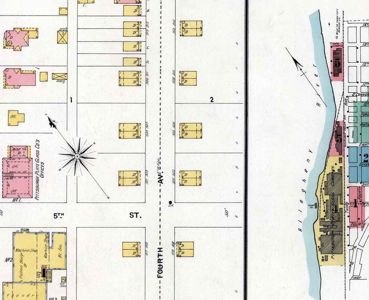 1899 Town Map of Ford City Armstrong County Pennsylvania