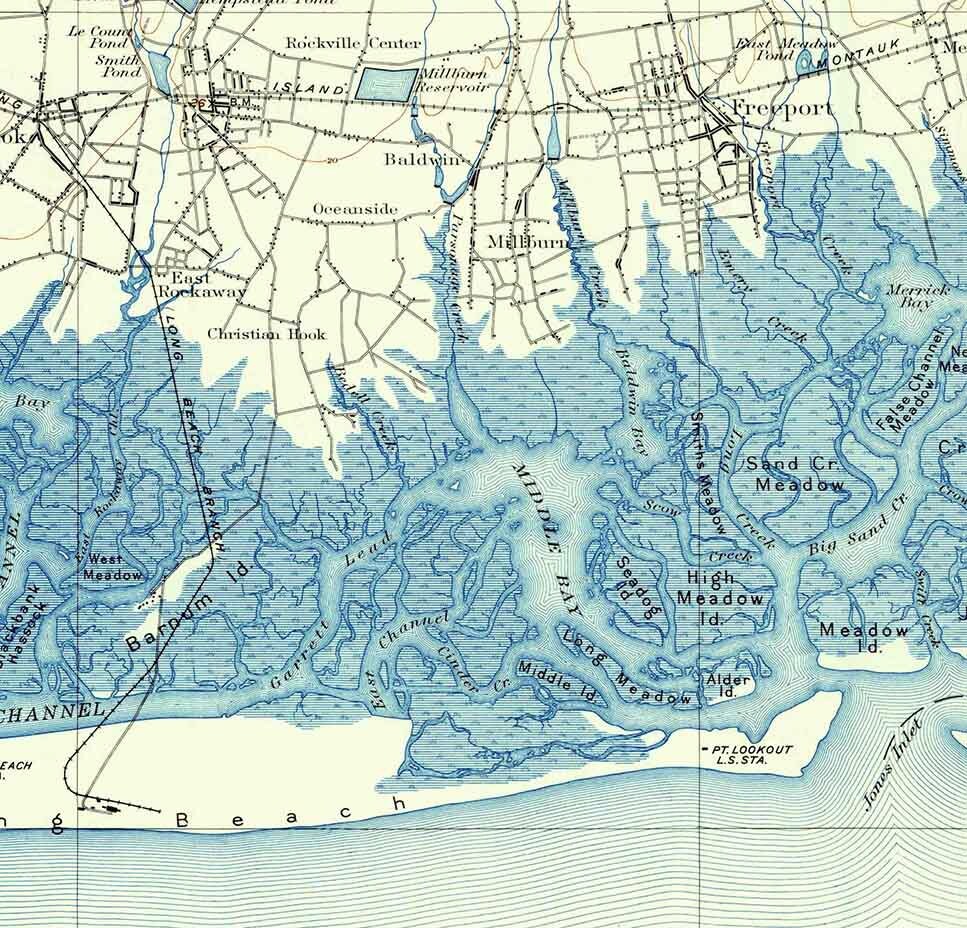 1897 Topo Map of Hempstead New York Freeport