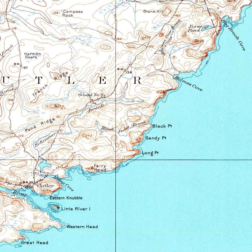 1917 Topo map of Cutler Maine