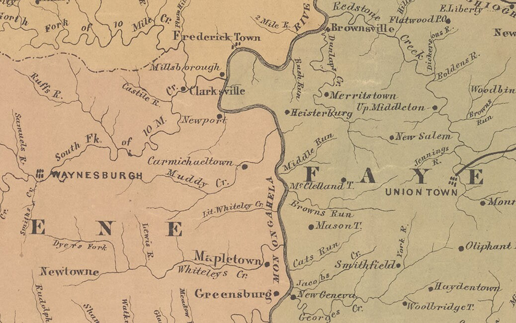 1864 Map of the oil regions of Western Pennsylvania and portions of eastern Ohio New York & West Virginia